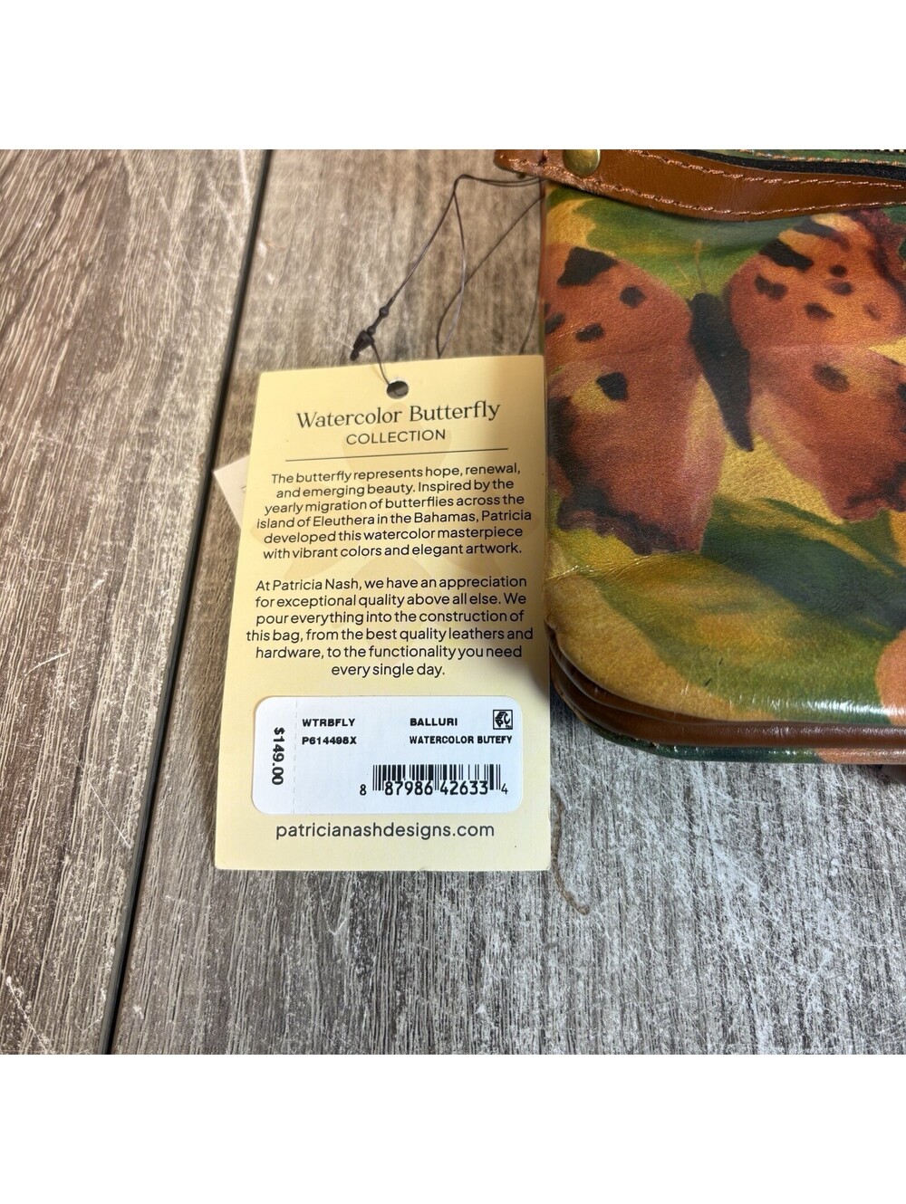 Patricia Nash Balluri Watercolor Butterfly Leather Crossbody Bag Purse NWT - Picture 5 of 5